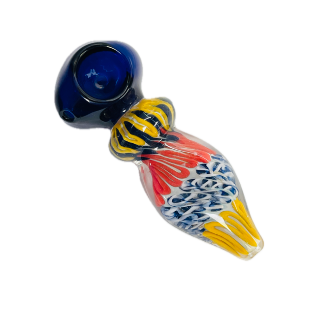 4.5'' SWIRLED GLASS SPOON PIPE-BLUE