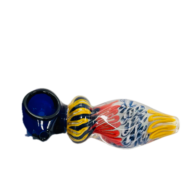 4.5'' SWIRLED GLASS SPOON PIPE-BLUE