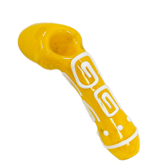 5'' YELLOW TRIBAL ART GLASS PIPE