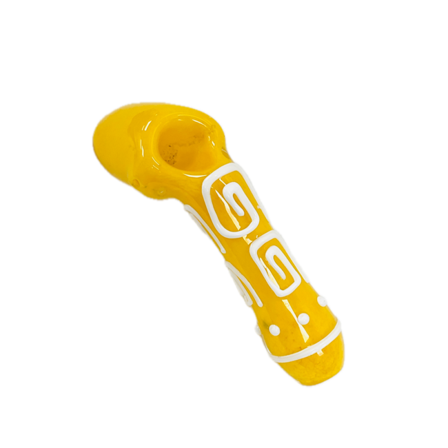 5'' YELLOW TRIBAL ART GLASS PIPE