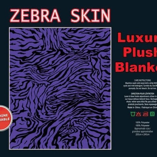 PURPLE ZEBRA PRINT LUXURY BLANKET QUEEN