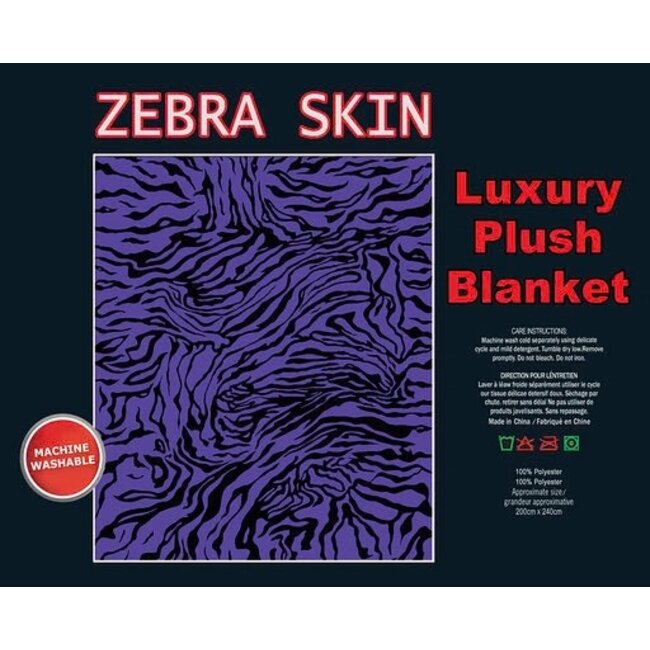 PURPLE ZEBRA PRINT LUXURY BLANKET QUEEN