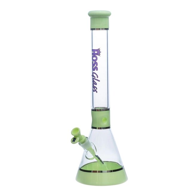 HOSS GLASS 18'' HOSS GLASS TRI-SECTION PLATINUM BANDED BEAKER-H036