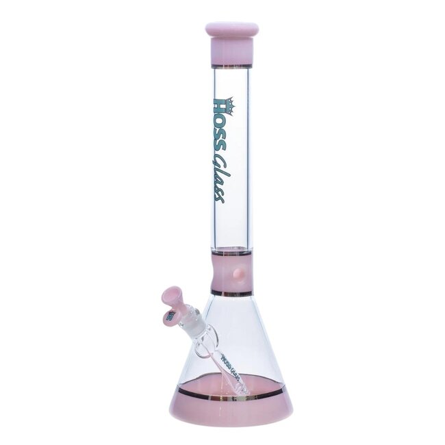 HOSS GLASS 18'' HOSS GLASS TRI-SECTION PLATINUM BANDED BEAKER-H036