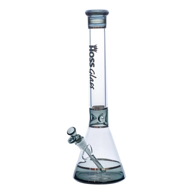 HOSS GLASS 18'' HOSS GLASS TRI-SECTION PLATINUM BANDED BEAKER-H036