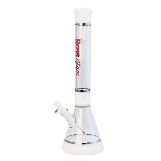 HOSS GLASS 18'' HOSS GLASS TRI-SECTION PLATINUM BANDED BEAKER-H036