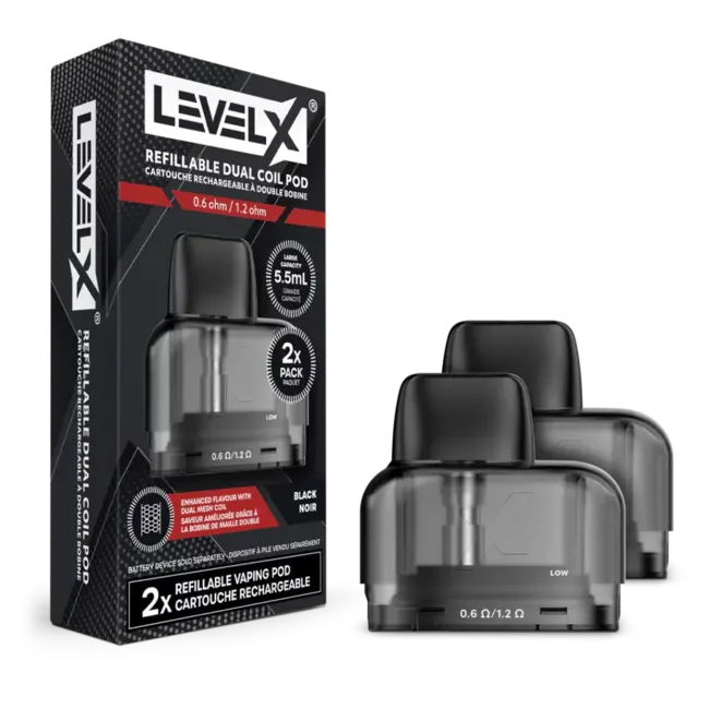 LEVEL X LEVEL X G2  REFILLABLE DUAL COIL POD 0.6/1.2 OHM-2 PACK