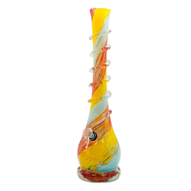 SOFT GLASS 16'' HEAVY BASE WITH RINGS GLASS BONG