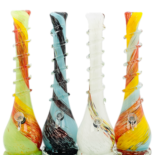 SOFT GLASS 16'' HEAVY BASE WITH RINGS GLASS BONG