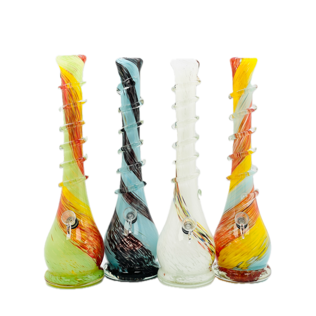 SOFT GLASS 16'' HEAVY BASE WITH RINGS GLASS BONG