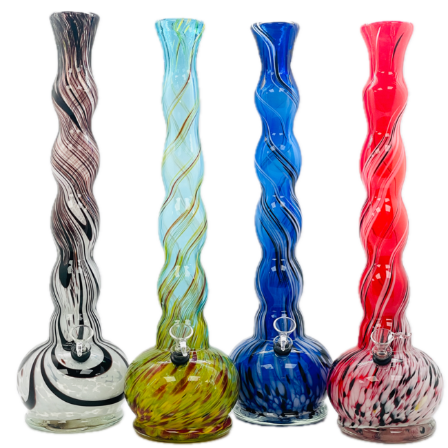 SOFT GLASS 18'' 4 BUBBLE GLASS BONG
