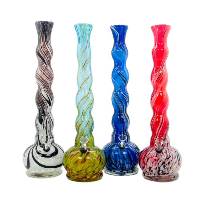 SOFT GLASS 18'' 4 BUBBLE GLASS BONG