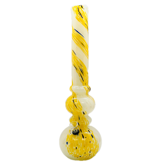 SOFT GLASS 18'' DOUBLE BUBBLE GLASS BONG
