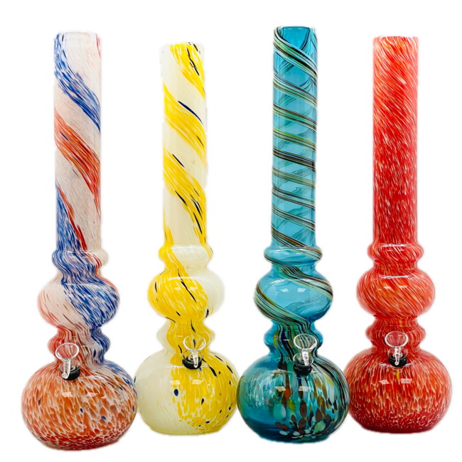 SOFT GLASS 18'' DOUBLE BUBBLE GLASS BONG