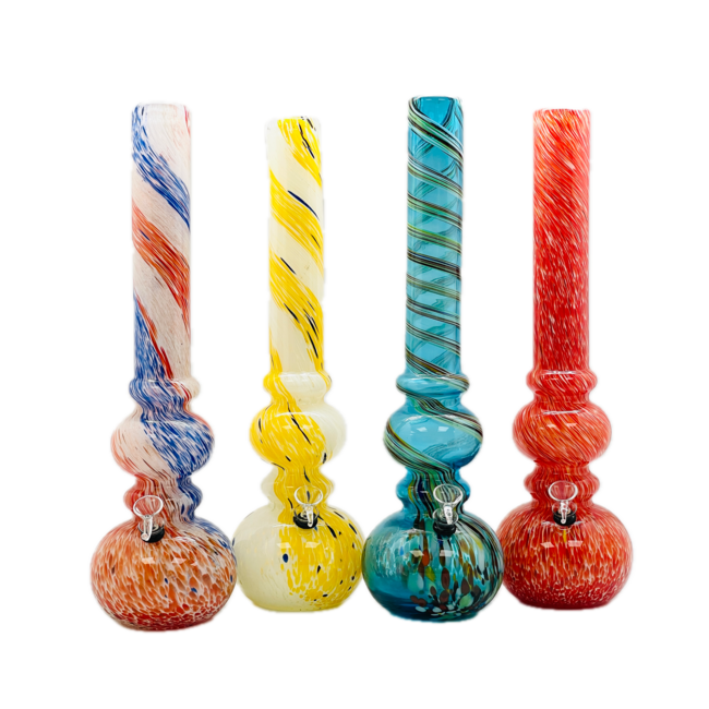 SOFT GLASS 18'' DOUBLE BUBBLE GLASS BONG