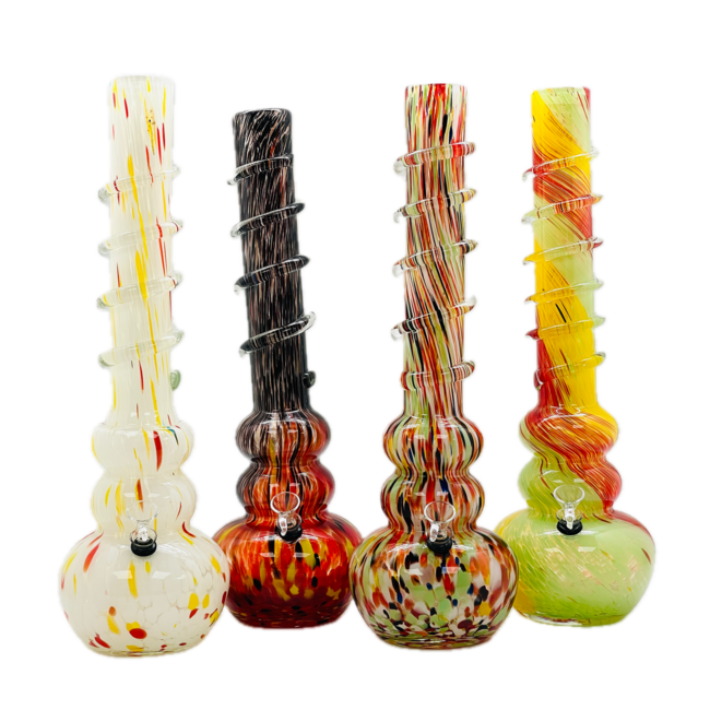 SOFT GLASS 18'' SPIRAL SPECTRUM ROUND BOTTOM BEAKER BONG