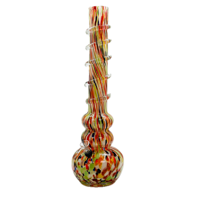 SOFT GLASS 18'' SPIRAL SPECTRUM ROUND BOTTOM BEAKER BONG