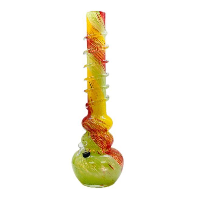 SOFT GLASS 18'' SPIRAL SPECTRUM ROUND BOTTOM BEAKER BONG
