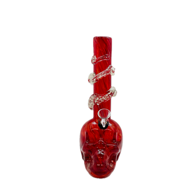 SOFT GLASS 10'' SKULL BOTTOM WAVE GRIP WATER BONG