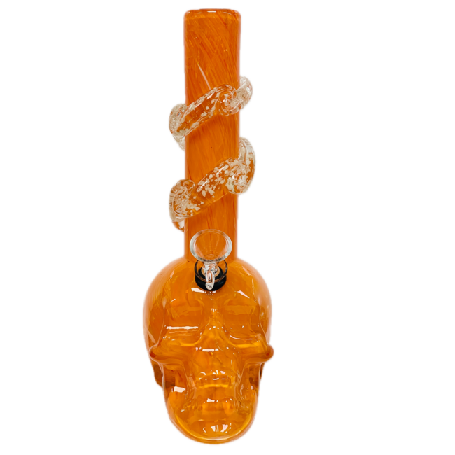 SOFT GLASS 10'' SKULL BOTTOM WAVE GRIP WATER BONG