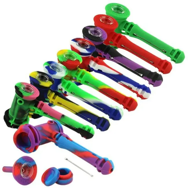 SILICONE HAMMER HAND PIPE WITH DAB TOOL