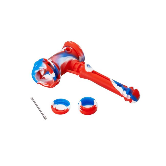 SILICONE HAMMER HAND PIPE WITH DAB TOOL