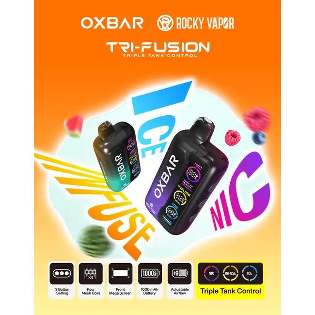 OXBAR ROCKY VAPOR OXBAR TRI FUSION  DISPOSABLE