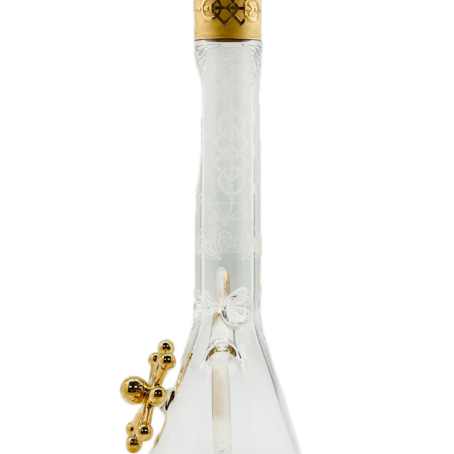 JUICY J 16'' JUICY J GOLD GEOMETRIC FLOW BEAKER BONG-JJ244