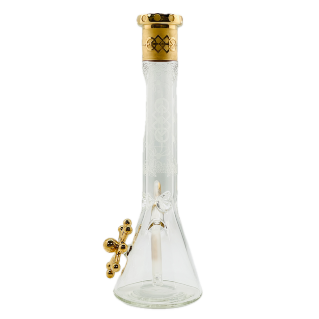 JUICY J 16'' JUICY J GOLD GEOMETRIC FLOW BEAKER BONG-JJ244