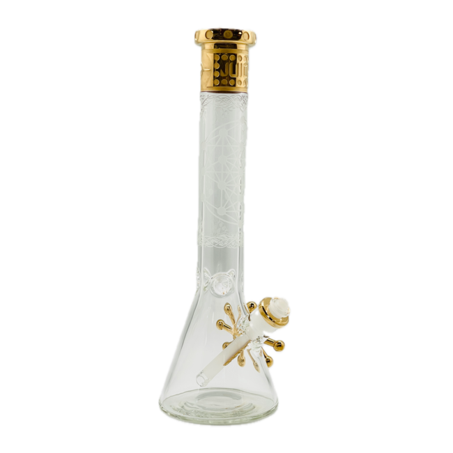 JUICY J 16'' JUICY J GOLD GEOMETRIC FLOW BEAKER BONG-JJ244