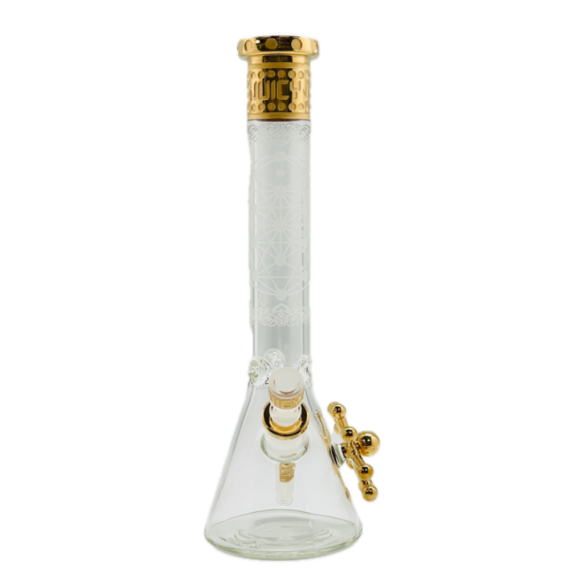 JUICY J 16'' JUICY J GOLD GEOMETRIC FLOW BEAKER BONG-JJ244