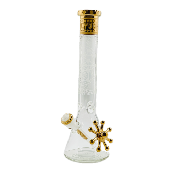 JUICY J 16'' JUICY J GOLD GEOMETRIC FLOW BEAKER BONG-JJ244