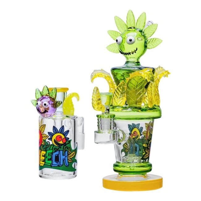 CHEECH GLASS 11.5'' SUNFLOWER  GREEN  DAB RIG-CHE-325