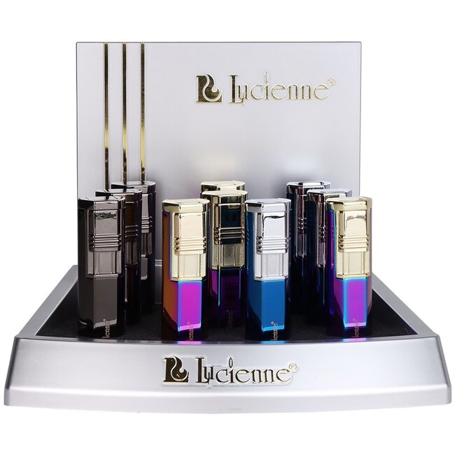 LUCIENNE METALLIC DUAL FLAME FLIP TOP TORCH-HZ816
