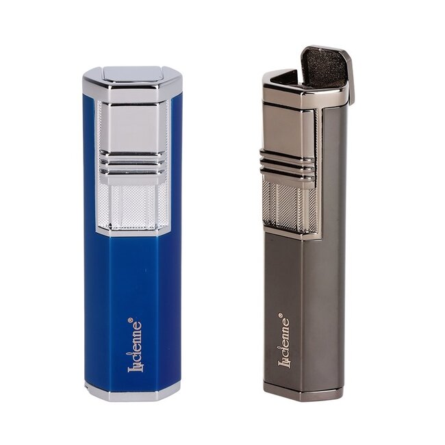 LUCIENNE METALLIC DUAL FLAME FLIP TOP TORCH-HZ816