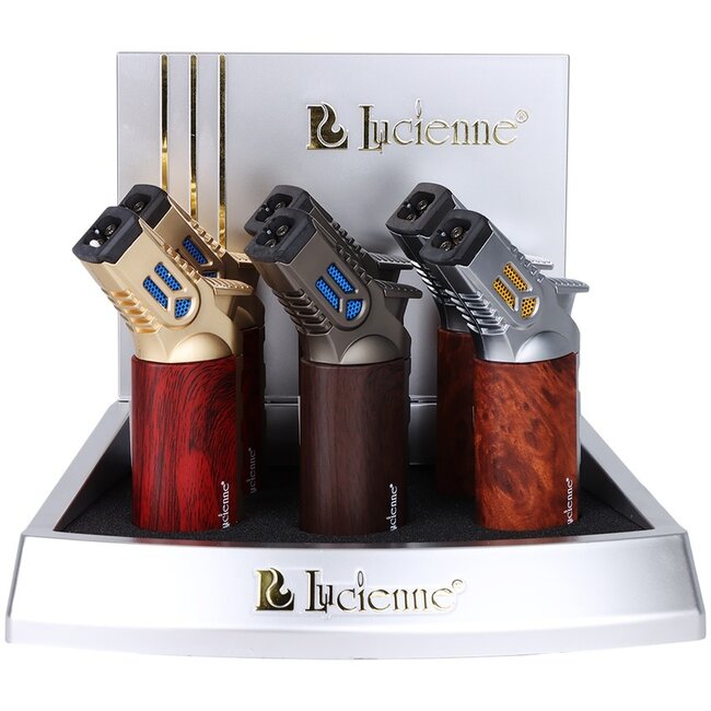 LUCIENNE RETRO WOOD GRAIN QUAD FLAME TORCH-ZD118