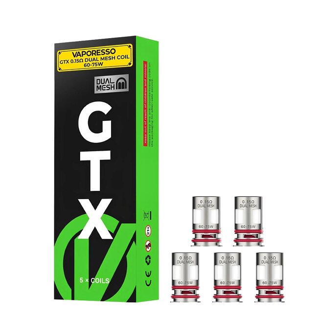 VAPORESSO VAPORESSO GTX 0.15 OHM DUAL REPLACEMENT MESH COIL 60-75W (5 PACK)