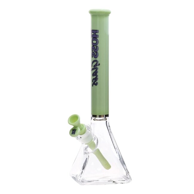 HOSS GLASS 14'' HOSS GLASS PYRAMID W/COLORED TOP TUBE BONG -H085