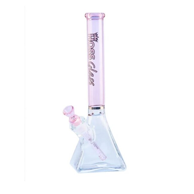 HOSS GLASS 14'' HOSS GLASS PYRAMID W/COLORED TOP TUBE BONG -H085
