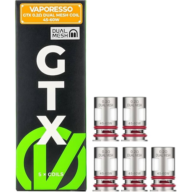 VAPORESSO VAPORESSO GTX 0.2 OHM REPLACEMENT MESH COIL DUAL MESH 60-75W(5 PACK)