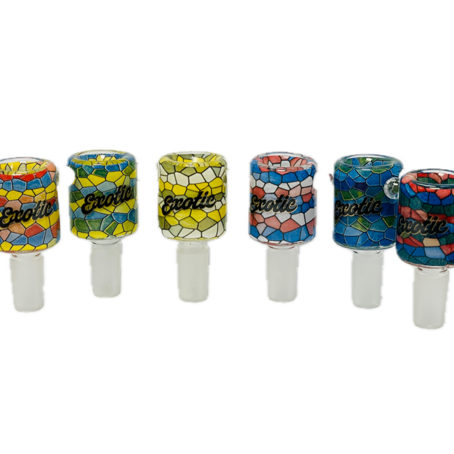 EXOTIC 14MM MOSAIC  GRAFFITI GLASS BOWL-CC22