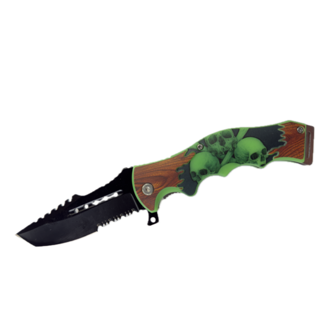 NEON SKULL FOLDING POCKET KNIFE-JZ680-2