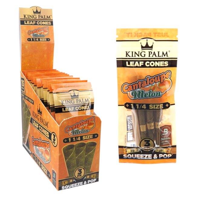 KING PALM KING PALM 3/PK CONES 1 1/4 SIZE - CANTALOUPE MELON