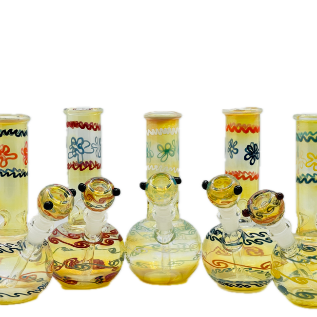 9" GOLD FUME ROUND BASE BONG-5700