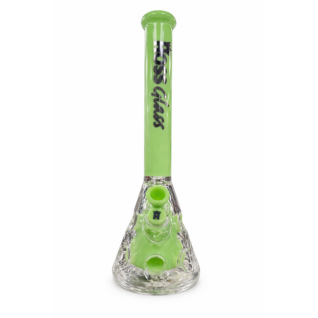 HOSS GLASS 18'' HOSS GLASS HOLEY BEAKER WITH COLORED TOP AND INNER SECTION-H150