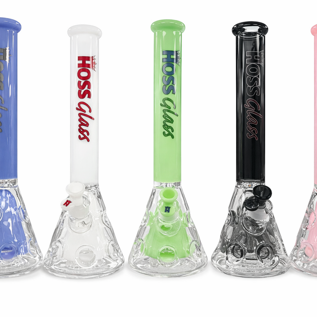 HOSS GLASS 18'' HOSS GLASS HOLEY BEAKER WITH COLORED TOP AND INNER SECTION-H150