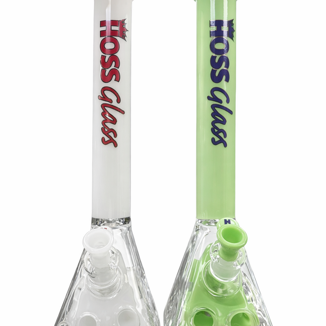 HOSS GLASS 18'' HOSS GLASS HOLEY PYRAMID WITH COLOURED TOP AND INNER SECTION-H145