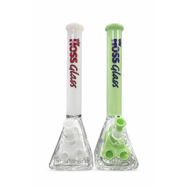 HOSS GLASS 18'' HOSS GLASS HOLEY PYRAMID WITH COLOURED TOP AND INNER SECTION-H145