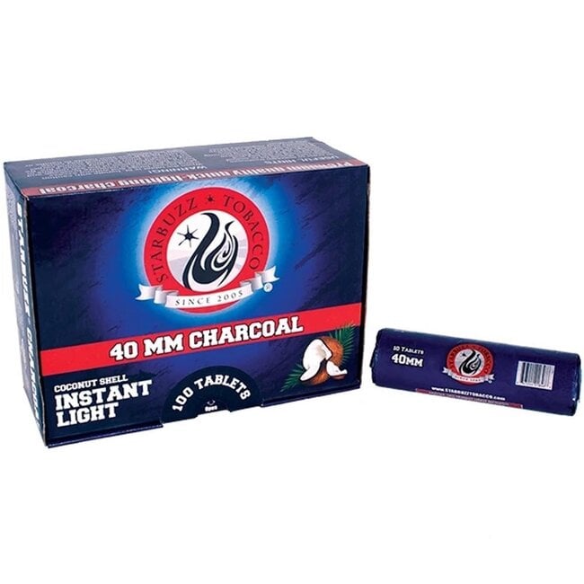 STARBUZZ STARBUZZ CHARCOAL 40MM COCONUT SHELL INSTANT LIGHT CHARCOAL - 100 TABLETS