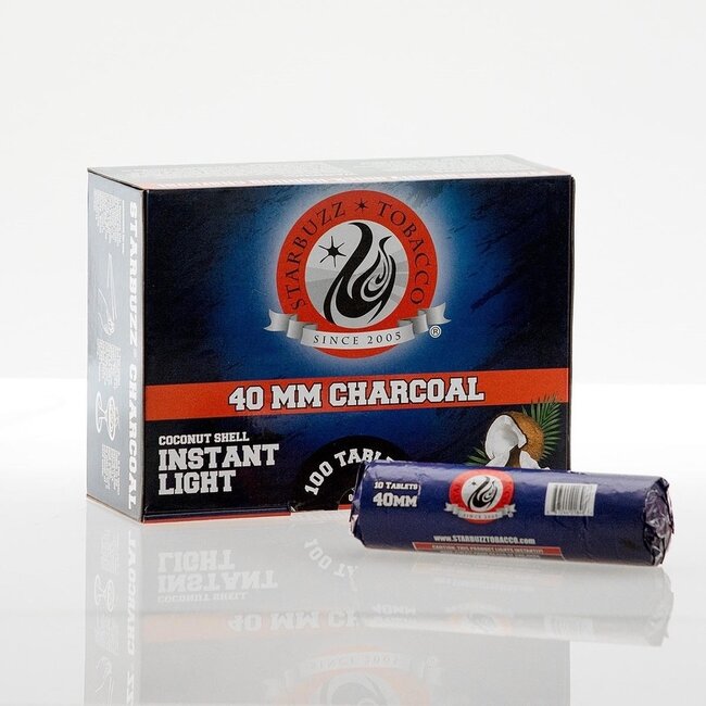STARBUZZ STARBUZZ CHARCOAL 40MM COCONUT SHELL INSTANT LIGHT CHARCOAL - 100 TABLETS